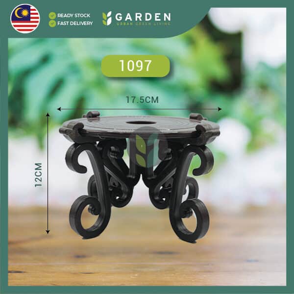 1094-07 Yewfex 16cm-37cm Wood Finish Plastic Flower Pot Stand Leg Antique Tray 仿木纹复古花盆架 塑料盆栽托盘支撑架 室内外垫高底座 沥水防烂根