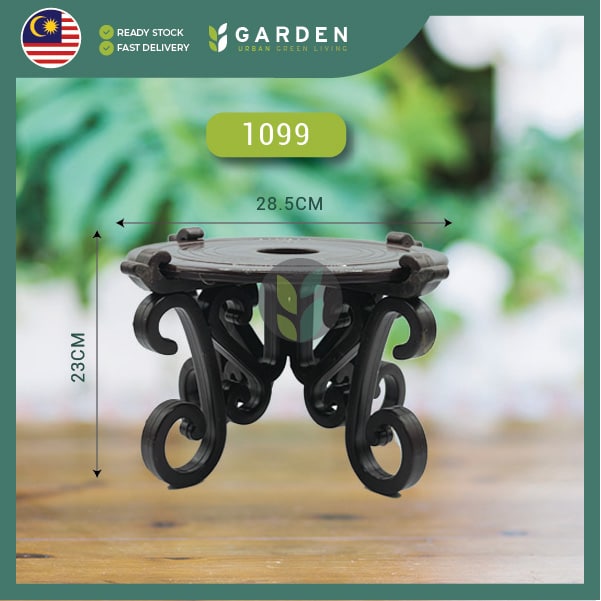 1094-09 Yewfex 16cm-37cm Wood Finish Plastic Flower Pot Stand Leg Antique Tray 仿木纹复古花盆架 塑料盆栽托盘支撑架 室内外垫高底座 沥水防烂根