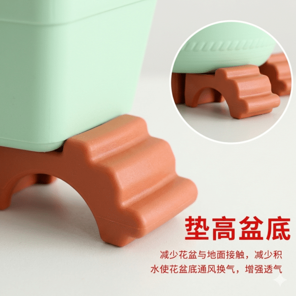 Gemini_Generated_Image_8r4p4l8r4p4l8r4p Yewfex 3pcs Plastic Flower Pot Feet Stand Plant Vase Elevator Tray Kaki Pasu Bunga Decoration 3个装 塑料花盆脚垫 托盘花盆支撑架 防积水通风垫高块 园艺创意装饰底座