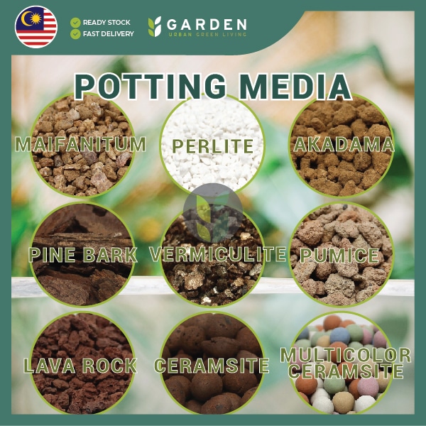 Potting Media 松鳞 Pine Bark 彩色陶粒 Multicolor Ceramsite Red Lava Rock 火山岩 Vermiculite 蛭石 浮石 Pumice 珍珠岩 Perlite 赤玉土 Akadama