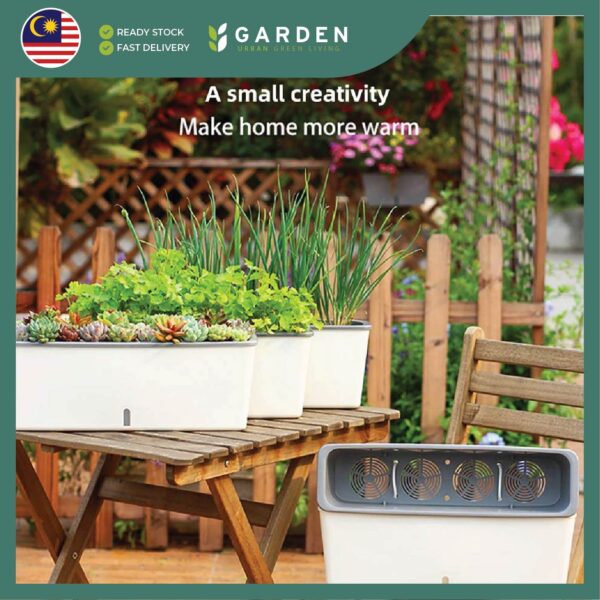 17 Inch Rectangle Self Watering Pot | 17寸长方形自吸水花盆