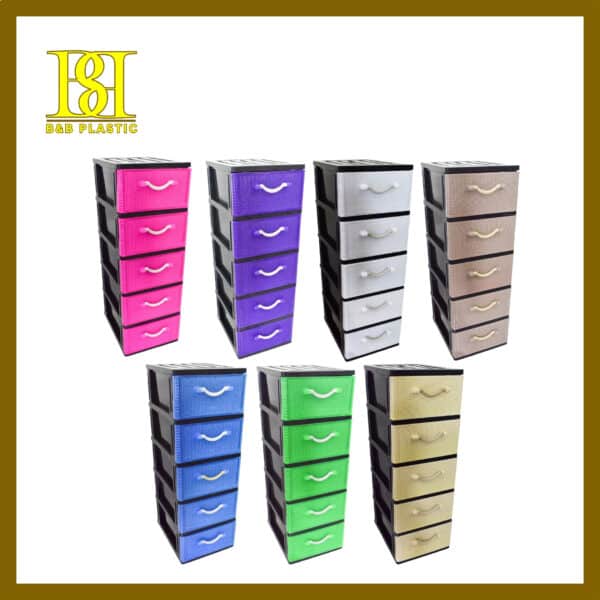 4014-05BK 5 Tier A4 Drawer – Rattan Face