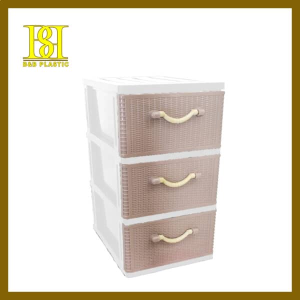 4014-03GA 3 Tier A4 Drawer – Rattan Face