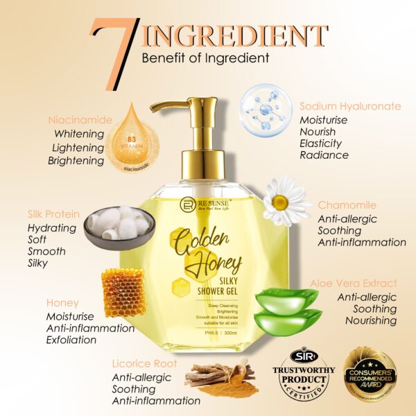 RE SENSE®️Golden Honey Silky Shower Gel (300ml)