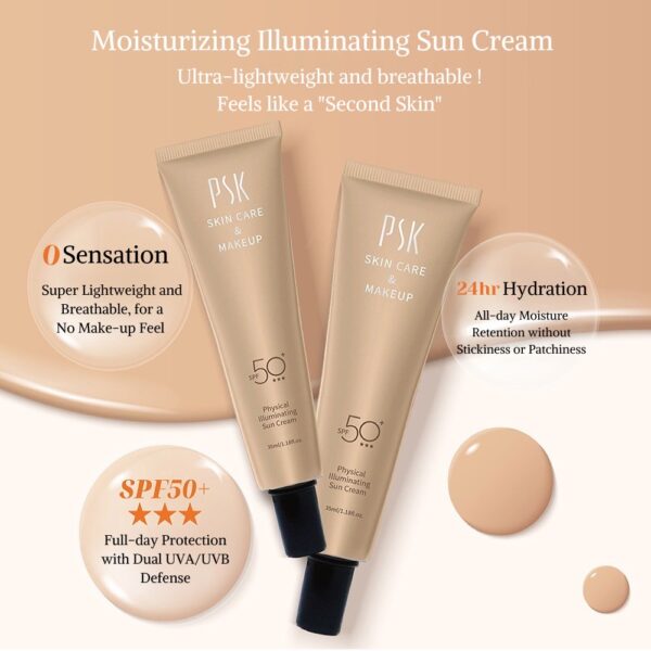 LINE_ALBUM_更改後英文產品介紹素材圖_250410_12 PSK 2-in-1 Sunscreen Foundation SPF50+ Physical Sun Cream Illuminating Makeup Base | Sunscreen & Makeup 物理防晒粉底二合一 提亮防晒霜