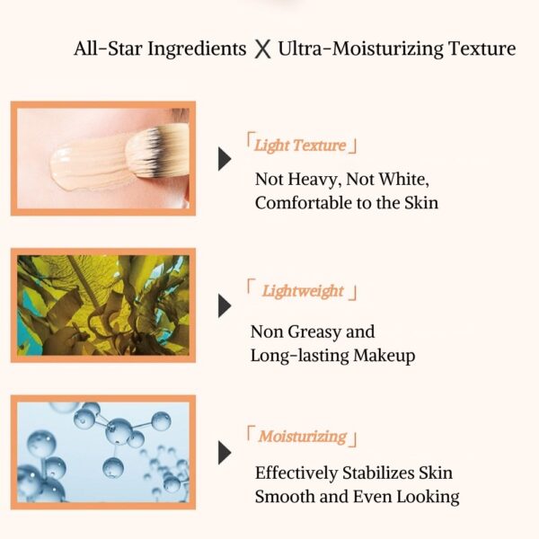 LINE_ALBUM_更改後英文產品介紹素材圖_250410_7 PSK 2-in-1 Sunscreen Foundation SPF50+ Physical Sun Cream Illuminating Makeup Base | Sunscreen & Makeup 物理防晒粉底二合一 提亮防晒霜