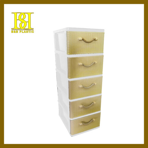 MOVOO (1) 4014-05GA 5 Tier A4 Drawer - Rattan Face