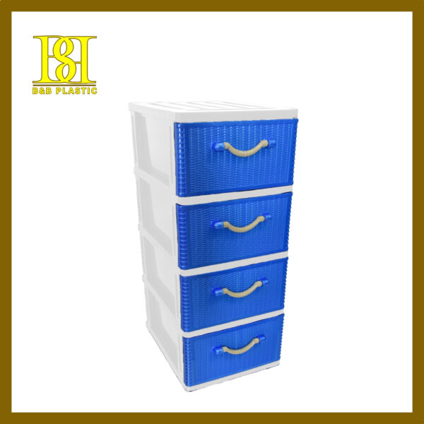 MOVOO 4014-04GA 4 Tier A4 Drawer - Rattan Face