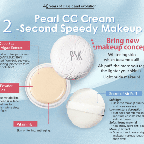 Moisturizing-CC-cream PSK Skincare & Makeup | Pearl CC Cream 10g (with Special Cushion Puff) | All in One