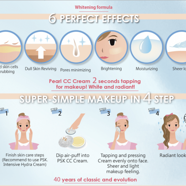 Waterproof-CC-cream PSK Skincare & Makeup | Pearl CC Cream 10g (with Special Cushion Puff) | All in One