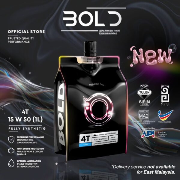 11-LATEST Bold Sirim 15W50 4T Fully Synthetic Engine Oil 1L