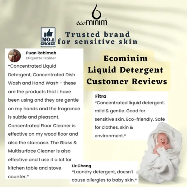 [BUNDLE] Ecominim Liquid Detergent Evergentle 1L + Dishwash Lemon Bergamot 480mL