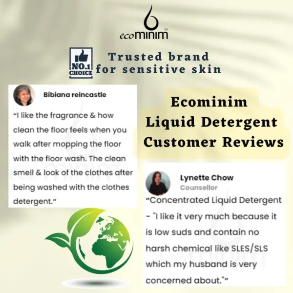 [BUNDLE] Ecominim Liquid Detergent Evergentle 1L + Dishwash Lemon Bergamot 480mL