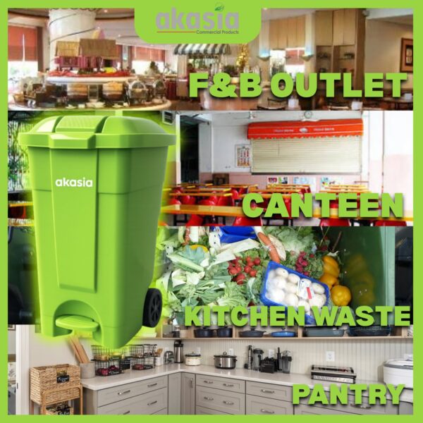 ALDER 2 Alder 80L Mobile Pedal Dust Bin /Green Garbage Bin /Outdoor /Tong Sampah / Dustbin