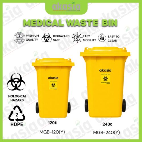Medical Waste Bins / Biohazard Bins / Clinical Waste Bins - 120 litre / 240 litre