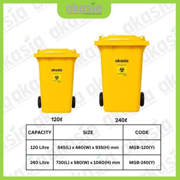 Medical Waste Bins / Biohazard Bins / Clinical Waste Bins - 120 litre / 240 litre