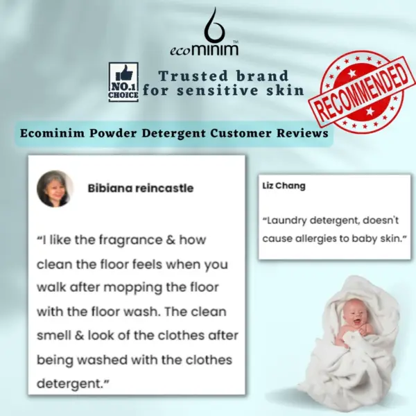 [BUNDLE] Ecominim Powder Detergent Minth Fresh 1KG + Dishwash Lemon Bergamot 480mL