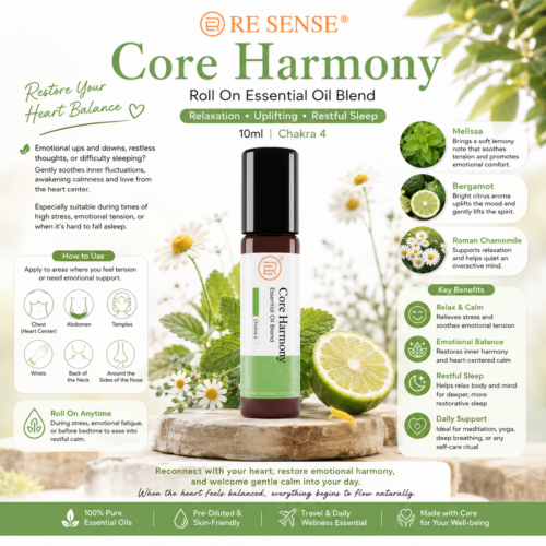RE SENSE®️Core Harmony Roll On Essential oil blend 10ml | Chakra 4