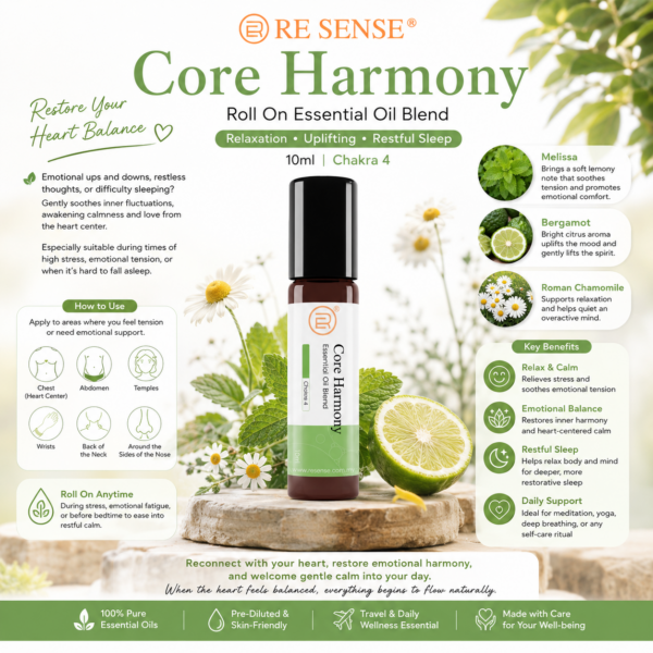 RE SENSE®️Core Harmony Roll On Essential oil blend 10ml | Chakra 4