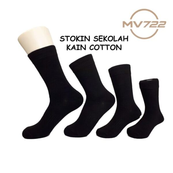 3 Pasang Stokin Sekolah Hitam Panjang Tebal stokin kerja black socks stokin budak stokin dewasa 长黑袜