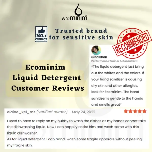 [BUNDLE] Ecominim Liquid Detergent Evergentle 1L + Dishwash Lemon Bergamot 480mL