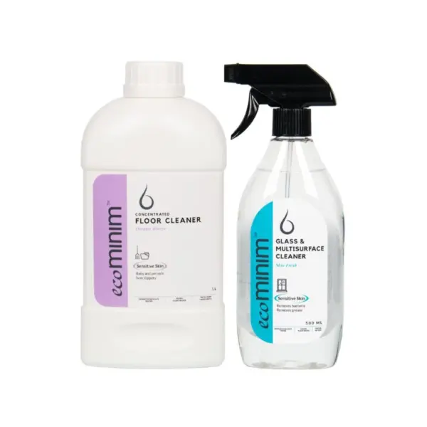 [BUNDLE] Ecominim Glass & Multi Surface Cleaner Skye Fresh 500mL + Floor Cleaner Oceanic Breeze 1L