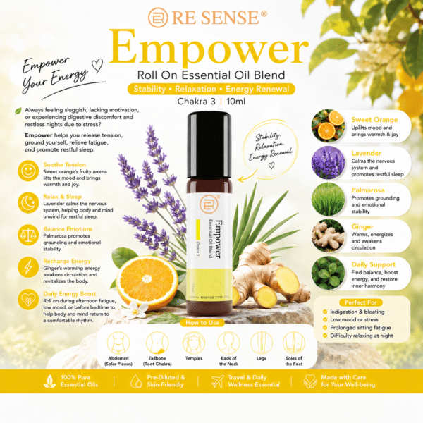 empower roll on RE SENSE®️Empower Roll On Essential oil blend 10ml | Chakra 3