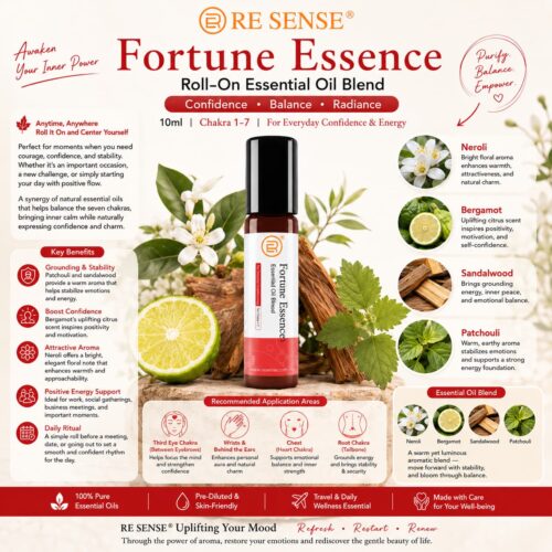 RE SENSE®️Fortune Roll On Essential oil blend 10ml | Chakra 1-7
