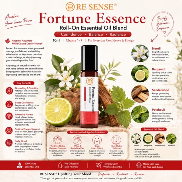 fortune roll on RE SENSE®️Fortune Roll On Essential oil blend 10ml | Chakra 1-7