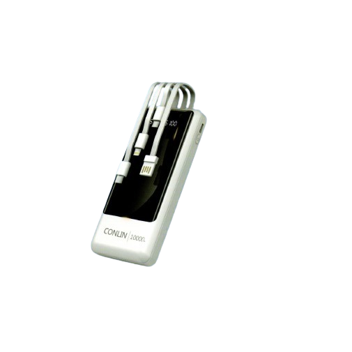 CONLIN Powerbank 10000mAh 4 in 1 Cables | 4 Output | 2 Input | LED Display