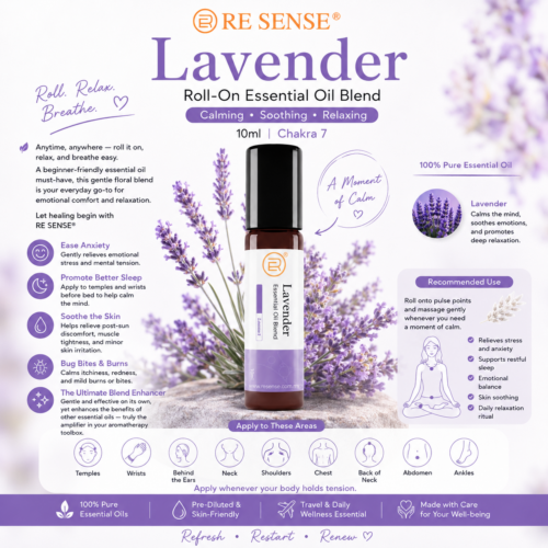 RE SENSE®️Lavender Roll On Essential oil blend 10ml | Chakra 7