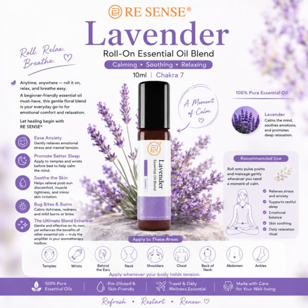 lavender roll on RE SENSE®️Lavender Roll On Essential oil blend 10ml | Chakra 7