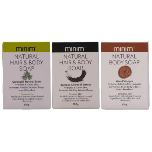 [BUNDLE] Ecominim Bar Soap Wood Vinegar, Citronella & Charcoal