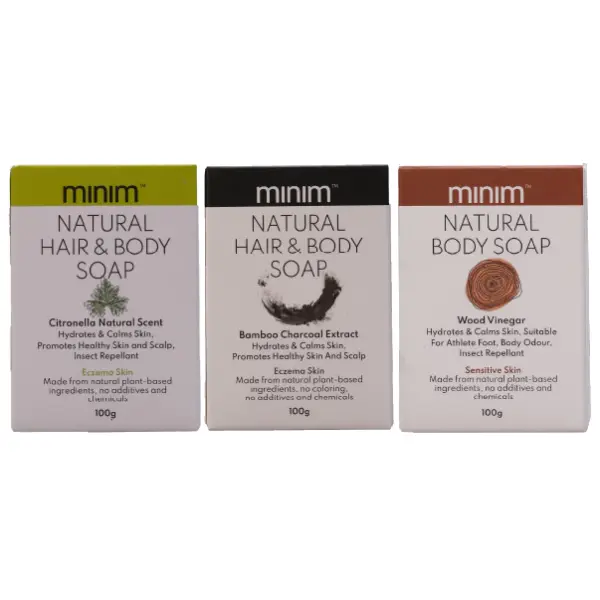 [BUNDLE] Ecominim Bar Soap Wood Vinegar, Citronella & Charcoal