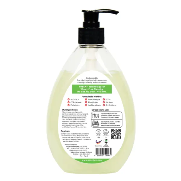 [BUNDLE] Ecominim Glass & Multi Surface Cleaner Skye Fresh 500mL + Dishwash Lime Honey 480mL