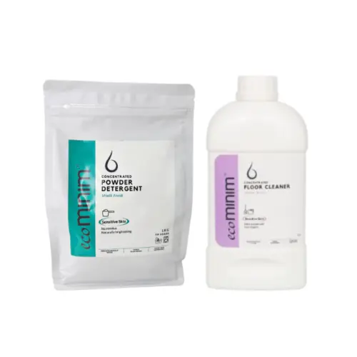 [BUNDLE] Ecominim Eczema-prone Safe Powder Detergent Minth Fresh 1KG + Pet Safe Floor Cleaner Oceanic Breeze 1L