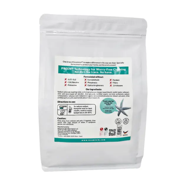 [BUNDLE] Ecominim Powder Detergent Minth Fresh 1KG + Glass & Multi Surface Cleaner Skye Fresh 500mL
